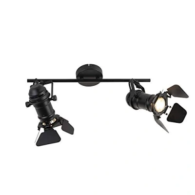 Image of Qazqa Industrial Spotlight Ceiling Black 2 Light with valves Movie Suitable for LED GU10 Way Stainless Steel Surface Mounted spotway Living Room