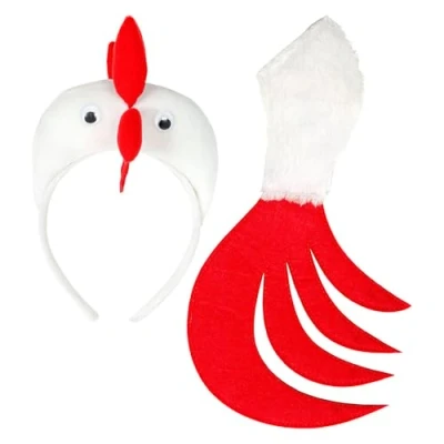 Image of Widmann 09739 Chicken Set, Headband and Tail, White, Standard Size