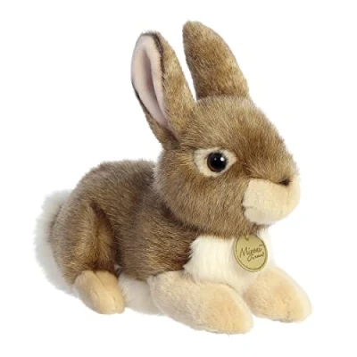 Image of Aurora Adorable Miyoni Eastern Cottontail Rabbit Stuffed Animal Lifelike Detail Cherished Companionship Brown 11 Inches