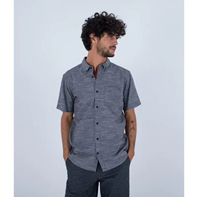 Image of Hurley Men&#039;s O&amp;o Stretch S/S Shirt, Black, L