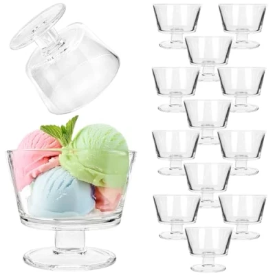 Image of KADAX Ice Cream Glass, 280 ml Dessert Bowl Made of 10.6 x 9.4 cm Glasses, Dishwasher Safe Fruit Jelly Bowls, Cups for (280 ml, Set 12)