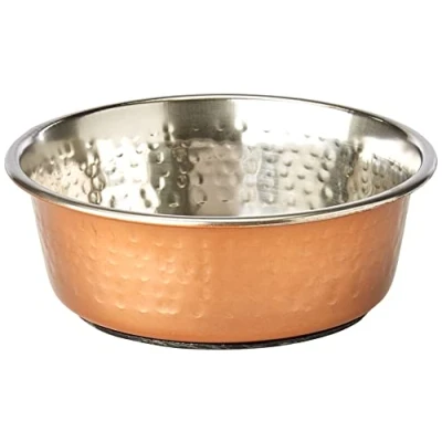 Image of Rosewood Hammered Copper Pet Bowl for Cats &amp; Dogs, 470 ml