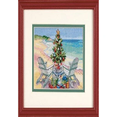 Image of Dimensions Xmas ON The Beach, Cotton, White, by Yard