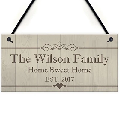 Image of RED OCEAN Personalised Family Name Plaque Housewarming New Home Gift Handmade Hanging House Sign