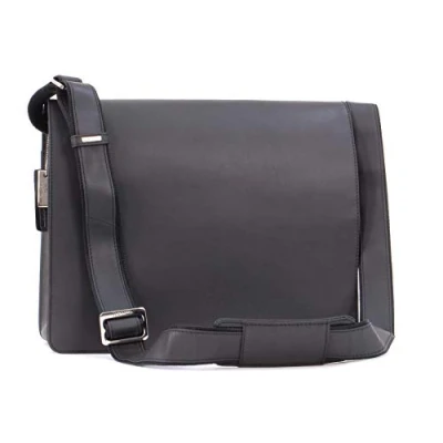 Image of VISCONTI Leather Messenger Shoulder Bag for Men Medium/Large 13 to 14 inch Laptop Work A4 Notebooks 18548 HARVARD Oil Black