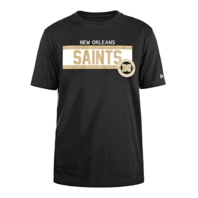 Image of New ORLEANS SAINTS Era Cap NFL Regular T Shirt High Density Ink Screenprint Front Graphic Original Team Color Unisex Black
