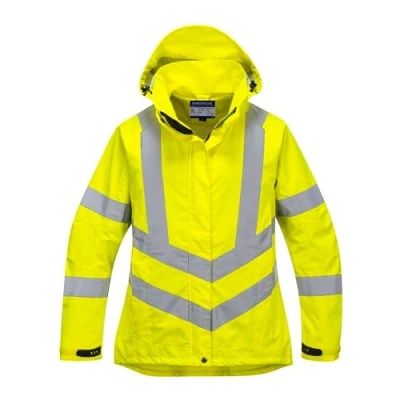 Image of Portwest LW70 Women&#039;s Hi Vis Reflective Waterproof Rain Jacket Yellow, X Large