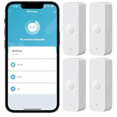 Image of PHOVOLT WiFi PIR Motion Sensor, Wireless Detector, Alexa Sensor Alarm, Smart Home Presence Works with Alexa, Google Assistant (4 Pack)