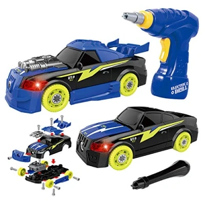 Image of GILOBABY Kids Take Apart Toys Racing Car, 2 IN 1 Construction Tool Build Your Own Car Toy with Light &amp; Sound, 26Pcs Preschool Electric Drill, 3D for Girls Boys, Gift Age 3 6