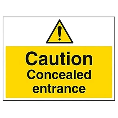 Image of V Safety Caution Concealed Entrance Warning Sign 400mm x 300mm Self Adhesive Vinyl