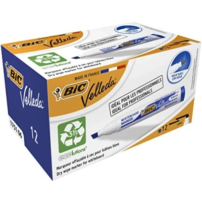 Image of BIC Velleda 1751 Ecolutions Dry Erase Felt Blue, Box of 12