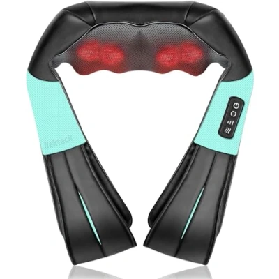 Image of Nekteck Shiatsu Neck and Back Massager with Soothing Heat, Electric Deep Tissue 3D Kneading Massage Pillow for Shoulder, Leg, Full Body Muscle Pain Relief, Car, Office Home Use (Blue)