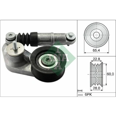 Image of BJ326A228BA, BJ326A228CA, LR028880, LR034128 Tensioner Lever, v ribbed belt INA 534 0595 10 65,4mm 28mm LAND ROVER: Range Rover Evoque