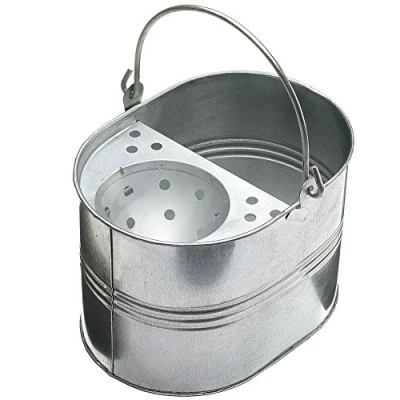 Image of Jantex Galvanised Mop Bucket, Silver, Capacity: 13 Litre, Steel, Fixed Sieve, Janitors CD808