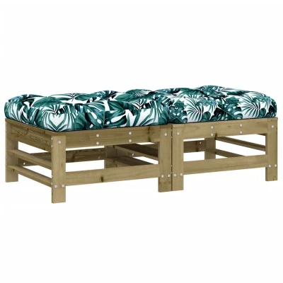 Image of vidaXL Garden Footstools with Cushions 2pcs Impregnated Wood Pine