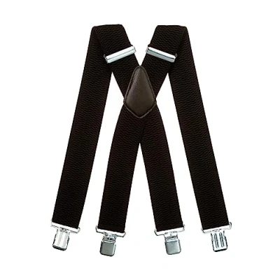 Image of Men&#039;s XXL Extra Wide, Thick Fabric Heavy Duty X Shape Braces/Suspenders, 5cm Black