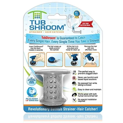 Image of TubShroom Tub Drain Protector Hair Catcher Strainer Snare Silicone Grey Standard