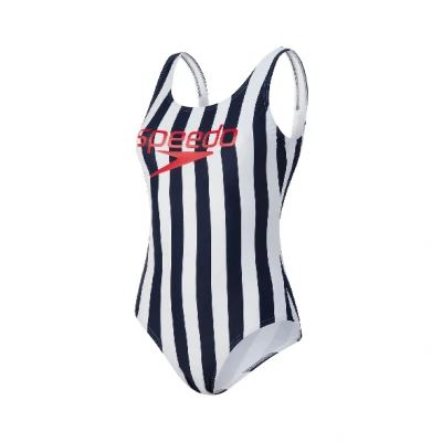 Image of Speedo Women&#039;s Ice Cream U Back Swimsuit, Navy/White, 36 (14 UK)