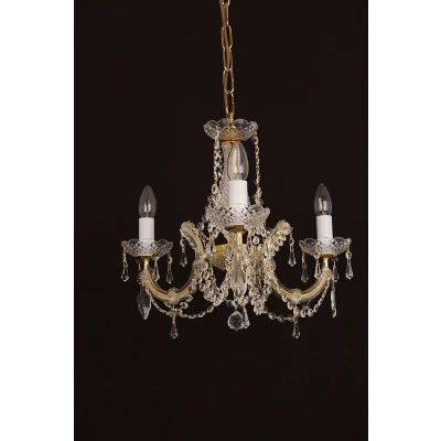 Image of Marie Theresa Glass Gold 3 Arm Chandelier
