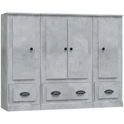 Image of vidaXL Highboards 3 pcs Concrete Grey Engineered Wood