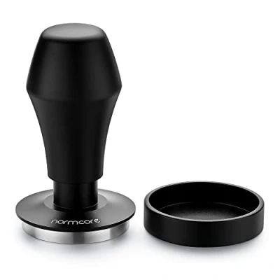 Image of Normcore V4 Coffee Tamper 53.3mm Spring Loaded Barista Espresso with 15lb / 25lb 30lbs Replacement Springs Anodized Aluminum Handle and Stand Flat Base,Black