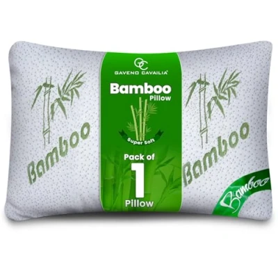 Image of GC GAVENO CAVAILIA Bamboo Pillow Shredded Memory Foam Pillow, Hotel Quality Neck Support Pain Relief White, 50 cm x 70 cm, 13121923