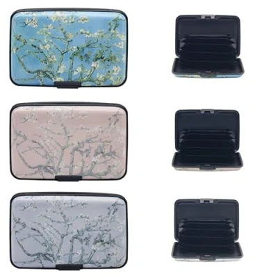 Image of Floral Credit Card Holder Almond Blossom by Vincent Van Gogh Pastel Tree Handbag Accessory Assorted Designs, One Chosen at Random