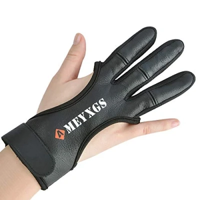 Image of SHARROW Traditional Archery Gloves Full Tip Leather Shooting Glove 3 Finger Guard Hand Protective Gear (L)