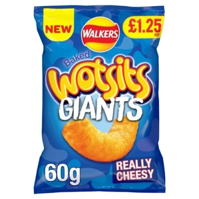 Image of Walkers Wotsits Giants Really Cheesy Snacks Crisps RRP £1.25 PMP 18 Bags x 60g
