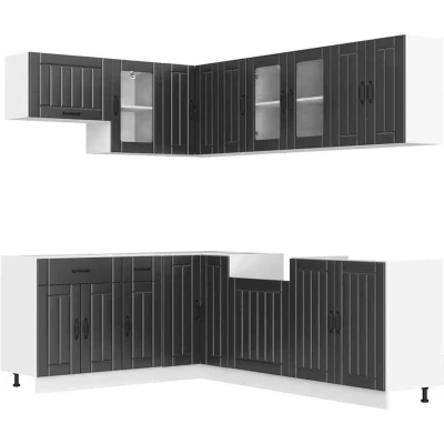 Image of vidaXL 11 Piece Kitchen Cabinet Set Lucca Black Engineered Wood