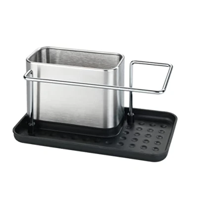 Image of Wenko Organiser Stainless Steel Orio Drainer Sink Caddy, Silver matt, 10.5 x 12 21 cm