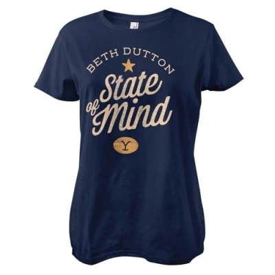 Image of Yellowstone Officially Licensed Beth Dutton State of Mind Women T Shirt (Navy), Small