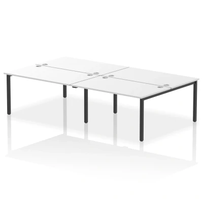 Image of Impulse Bench B2B 4 Person 1400 Black Frame Office Desk White