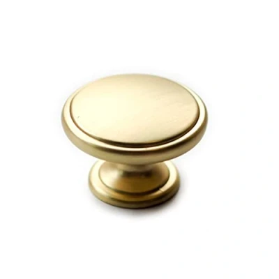 Image of 38mm Diameter Brushed Brass Knob for Kitchen Cabinets Bedroom Bathroom Furniture Cupboards