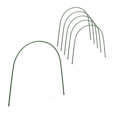 Image of Tunnel Arches, Set of 6, Bracket for Plant &amp; Raised Bed, HxW: 60 x 62 cm, Weatherproof, Bendable, Green Relaxdays