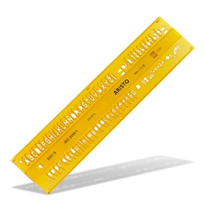 Image of Aristo Isonorm Writing Template Straight Central 5.0 mm H Profile Type B Dimensionally Stable PET Plastic Orange Transparent