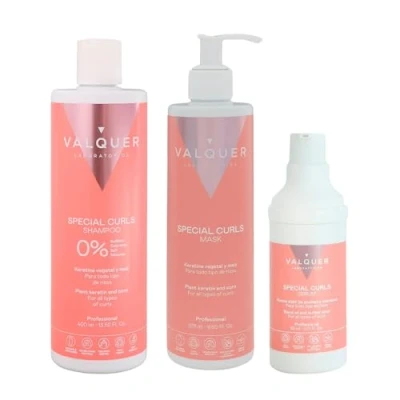 Image of Valquer Pack Curly Hair Method. Shampoo 400ml + Mask 290ml Serum300 ml. Special for Curls, With up to 96% of Natural Origin. Formulation Zero%: Sulfate Free, Colorants Salt Free