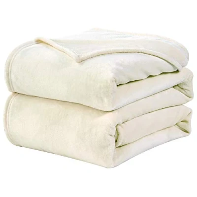 Image of WAVVE Fleece Blanket King Size XXL White Cream 7.5ft x 9ft Fluffy Soft Warm Versatile Extra Large Throw for Bed/Sofa/Couch, 270x230 cm