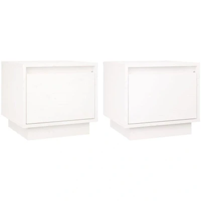 Image of vidaXL Bedside Cabinets 2 pcs White 35x34x32 cm Solid Wood Pine