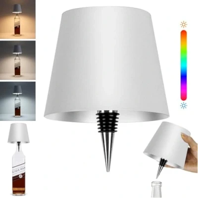 Image of Pridola Wireless Bottle Lamp, RGB Touch Control Lampshade, 3 Color Stepless Dimming Wine Lamp Kit, LED Light, Rechargeable for Home Bar Decor (White(A))