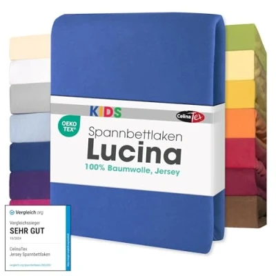 Image of CelinaTex Lucina Baby Kids Fitted Sheet Bed Child&#039;s Cotton 2er Set 60x120 70x140 cm royal blue
