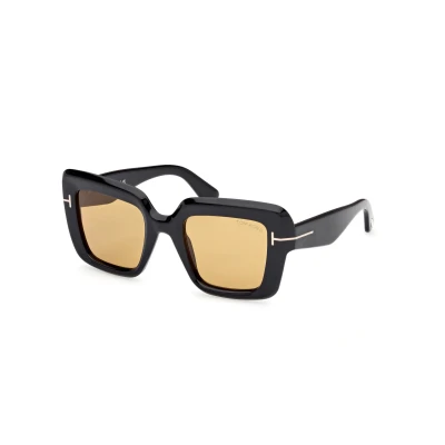 Image of Tom Ford FT1157 ESME Sunglasses Glossy blackbrown, Women&#039;s, Size: 50, black brown