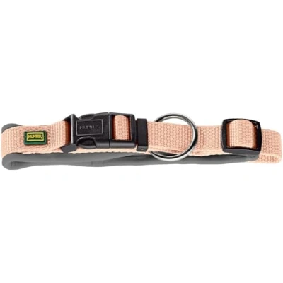 Image of HUNTER Neoprene Vario Plus Dog Collar, Colour: Peach Grey, Durable Nylon, Soft Padding, Fully Adjustable, with Strain Relief, Easy Care, Comfortable, Size: S M 2.0