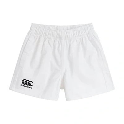 Image of Canterbury Kid&#039;s Professional Cotton Shorts Rugby Short Internal Drawstring &amp; Pockets Gym/Training Short, White, Age 10 (M)