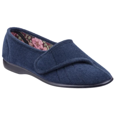 Image of GBS Womens Audrey Touch Fastening Slipper Navy Size UK 7
