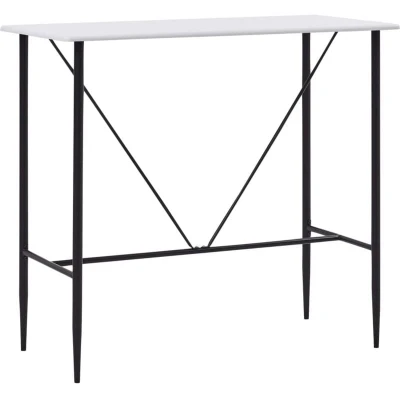 Image of vidaXL Bar Table With MDF Tabletop Modern White Dining for Kitchen and Commercial Restaurants Compact Size 120x60x110 cm