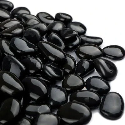 Image of 3.97lb Black Decorative Stones Natural Polished Pebbles for Plant Pots, Smooth Gravel River Rocks Landscaping, Vase Fillers, Succulents, Aquarium, Pond and Garden Decoration(0.59&quot; 1.18&quot;)