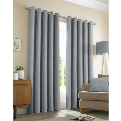 Image of Sundour Amberley Eyelet Ring Top Curtains Grey 66x90
