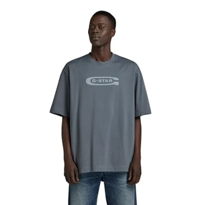 Image of G STAR RAW Men&#039;s Old School Logo Boxy T Shirt, Grey (axis D23904 C336 5781), S