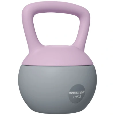 Image of SPORTNOW Soft Kettlebell, 10kg Kettle Bell with Non Slip Handle for Home Gym Weight Lifting and Strength Training, Purple Grey